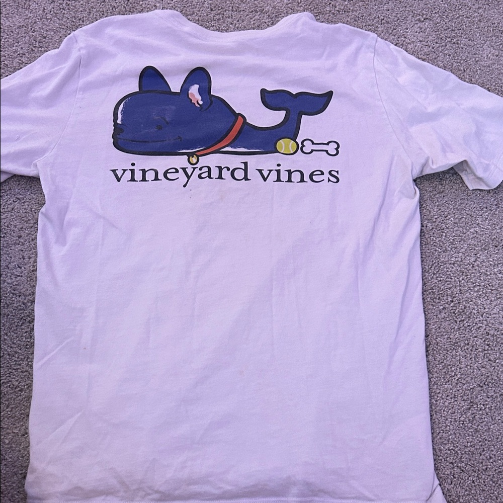 Vineyard Vines White Shirt with Blue Logo